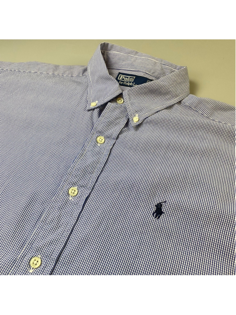 Polo Ralph Lauren Shirt Xl Button Down Blue White Gingham Short Sleeve Canada
